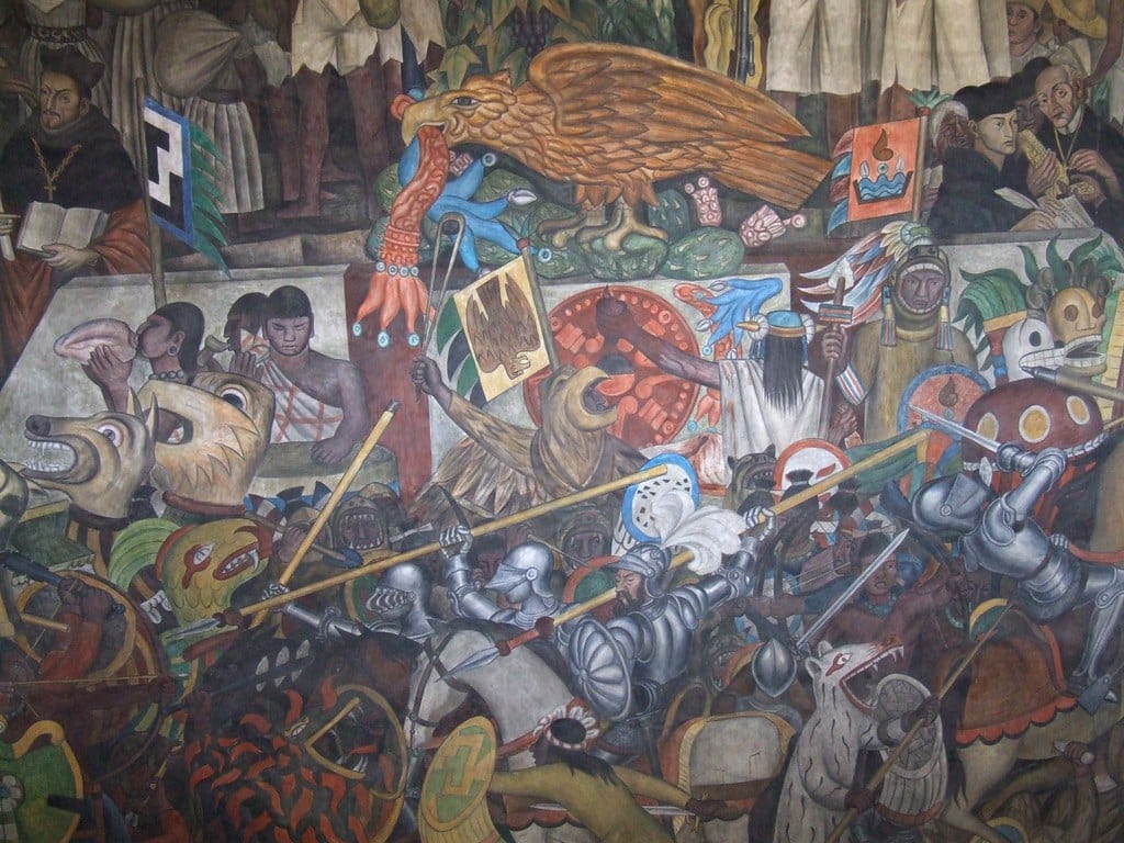 Bataille entre les Aztèques et les Espagnols