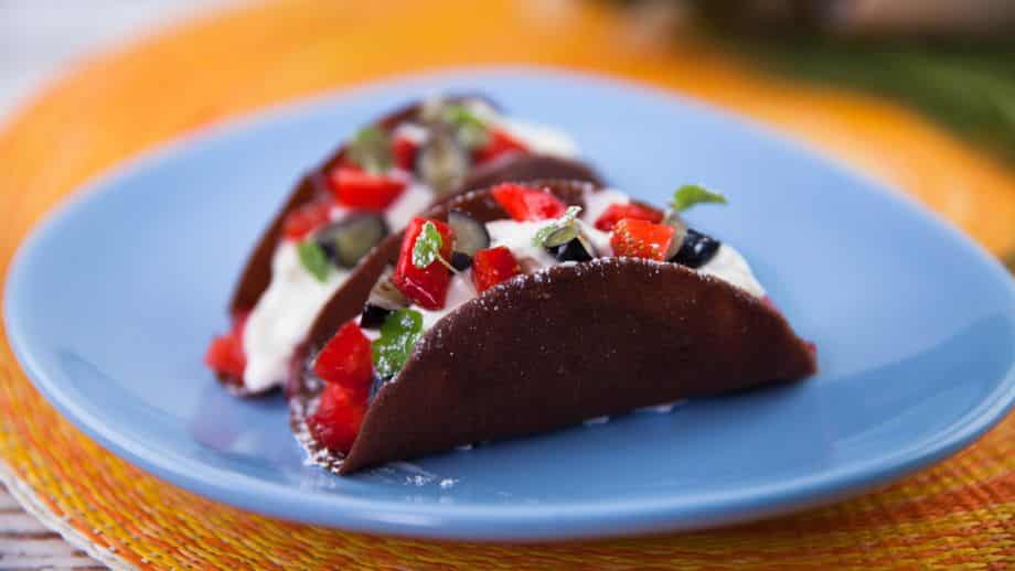 Recette des tacos au chocolat et fruits des bois