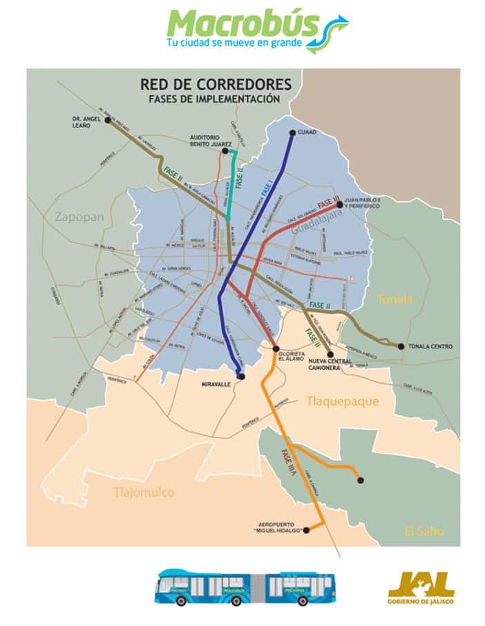 Plan du macrobus de Guadalajara