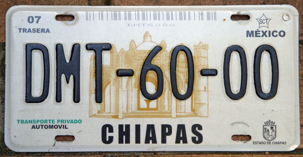 Plaque d'immatriculation de Chiapas