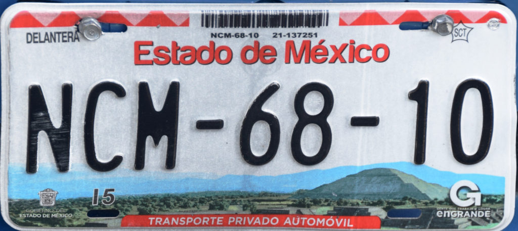 Plaque d'immatriculation Estado de Mexico