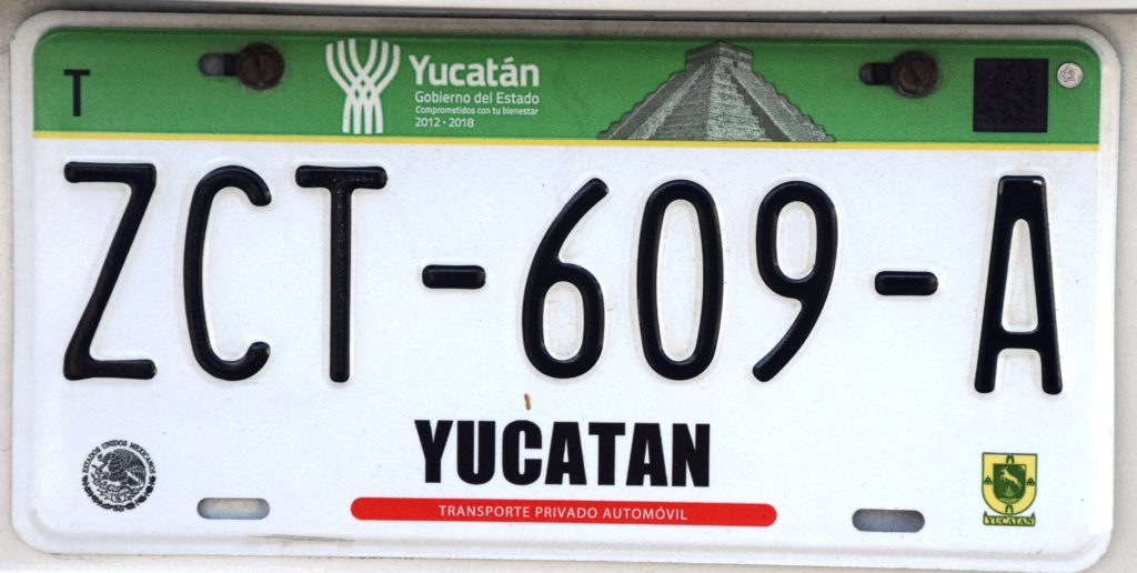 Plaque d'immatriculation du Yucatan